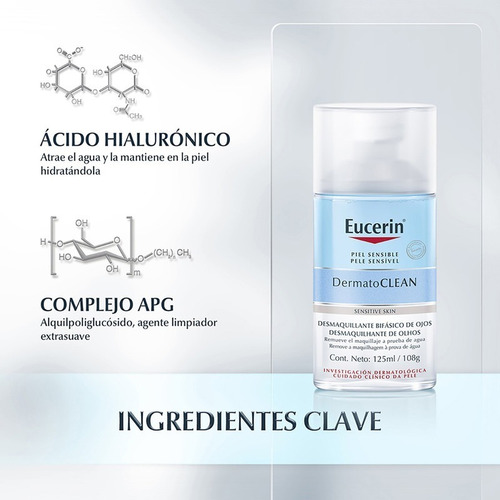 Imagen 4 de 8 de Desmaquillante Facial Bifásico Eucerin Dermatoclean 125 Ml