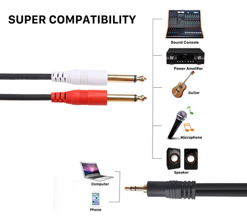 Devinal Cable De Audio Estéreo Macho De 1/8 Pulgadas A Doble