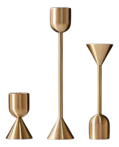 Candelabro Moderno Con Portavelas Cónico, 3 Unidades