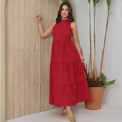 Vestido Feminino Midi Elegante Casual Festa Linho Premium