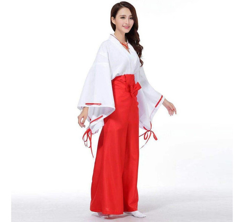 Anime Japonés Kikyo Miko Kimono Cosplay Disfraz De Bruja .