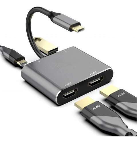 Adaptador Usb C A Hdmi Dual Con 2 Hdmi 4k Usb 3.0 100w Pd