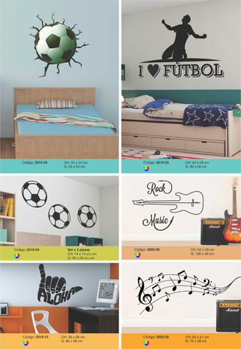 Vinilo Decorativo Pared Juvenil Adolescente Deportes Mùsica
