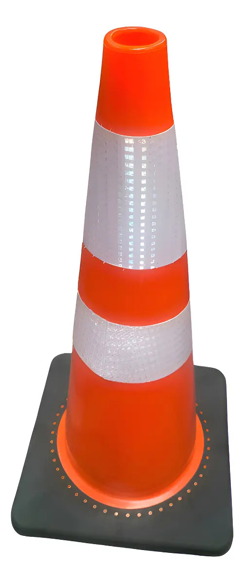 Cono De Precaución 70cm De Pvc, Base 36x36cm Con Reflejante Naranja