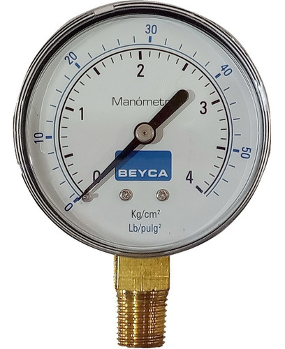 Manómetro 4 Kg 63 Mm Rosca 1/4 Inferior Gas Agua Aire Beyca