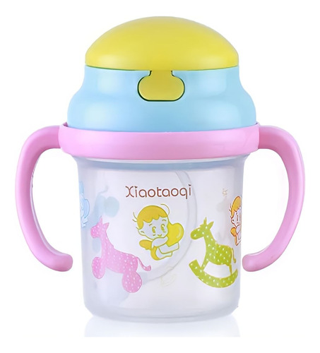 Copo Infantil Com Canudo De Silicone Treinamento Para Bebê! Cor Rosa Rosa