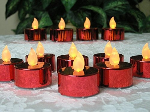 Banberry Designs Red Led Tea Lights - Conjunto De 12 57lqa
