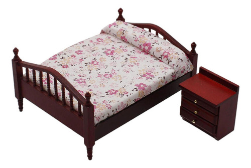 Bom Cama De Boneca Em Miniatura 1:12 Com Armário De