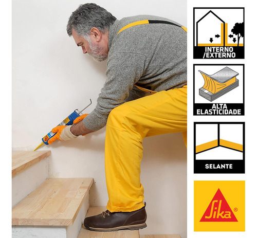 Adesivo Selante Elastico Sikaflex 1a Plus Cinza 300ml Sika