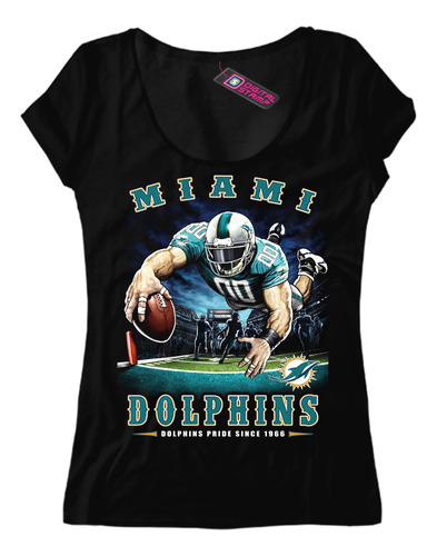 Remera Mujer Miami Dolphins Equipo Nfl 53 Dtg Premium