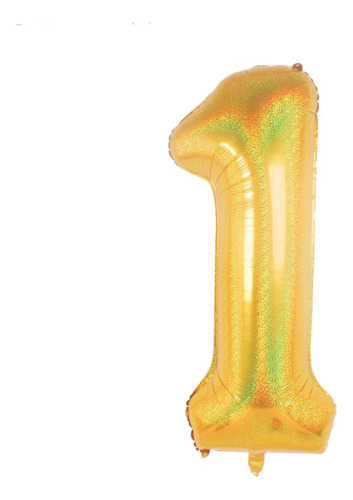 Balão Metalizado Para Festas Nº 1 Dourado Holográfico 101cm