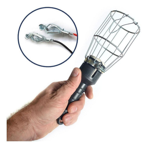 Cordão Luz Pendente P/ Oficina 5m Gaiola - Garra Bateria 12v