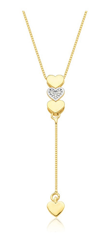 Collar Mujer Vanité Bañado En Oro Corazones