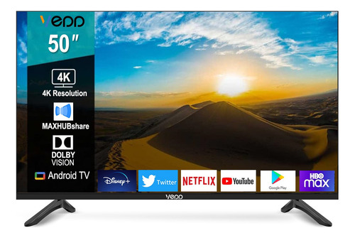 Vedd® Pantalla 4k Smart Tv 50 Pulgadas UHD Televisor Android Tv Dolby Con Control Y App