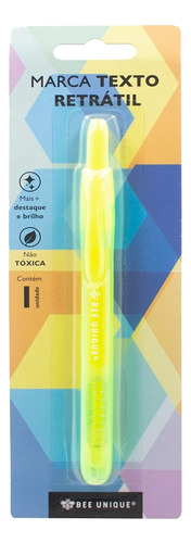 Caneta Marca Texto Retrátil Amarelo Bee Unique