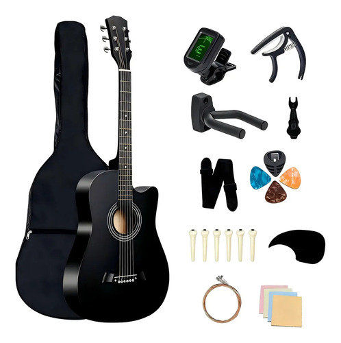 Guitarra Acústica Weloos Dreadnought de 6 Cuerdas con Funda y Kit de Accesorios para Principiantes