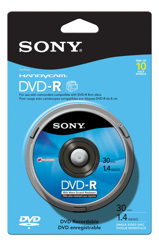 Dvd-r Sony 10dmr30rs1h, Pacote Com 10 Cm, Pacote Com 10 Spin