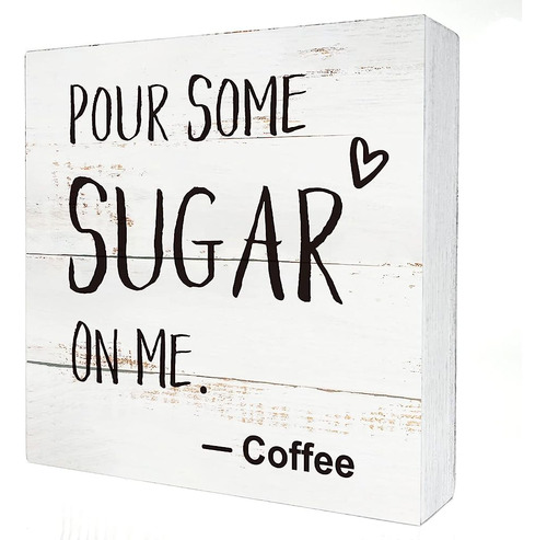 Coffee Wood Box Sign Kitchen Home Decor, Rústico Divertido V