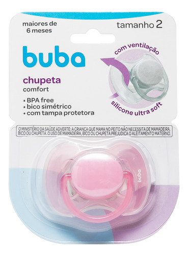 Kit 2 Chupetas Comfort Bebes Rosa Fase 2 +6 m, 100% silicona