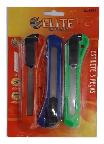 Kit 6 Estiletes Grande Profissional Lamina 18mm / Rj3991-2