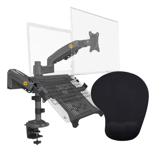 Suporte Duplo Monitor Articulado Notebook + Mouse Pad Apoio Menor preço em Suporte Duplo Monitor Articulado Notebook + Mouse Pad Apoio