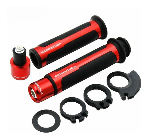 Kit De Puños Y Contrapesos Para Moto Barracuda Rojo