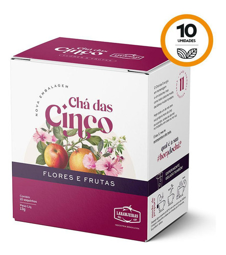 Kit Chá Das 5 Flores E Frutas Mate Laranjeiras 13g 10