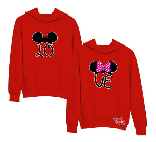 Sudaderas Dúo De Parejas Love Mickey Minnie Orejas Novios Bl