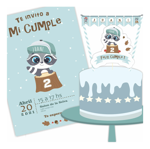 Kit Imprimible  Animalitos Del  Bosque Mapache Candy Bar 