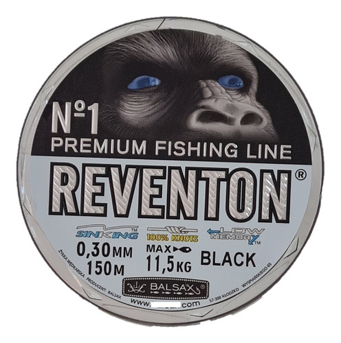 Nylon Pesca 0.30 Reventon Negro Resitencia 11,5 Kilos 150 Mt