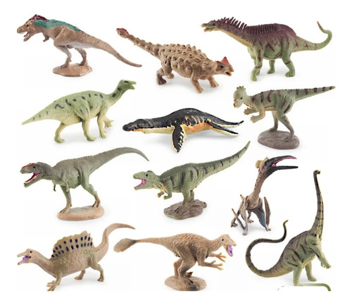 Set De 12 Dinosaurios Medianos Surtidos 5 A 8 Cm