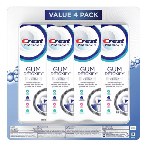 Pasta De Dientes Crest Gum Detoxify Ultra, Paquete De 4 Unid