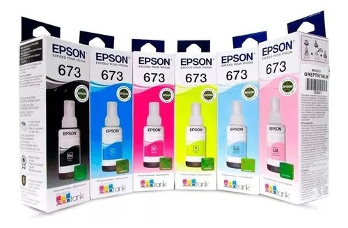 Pack 6 Tintas Epson 673 Ecotank L800 L805 L810 L850 L1800