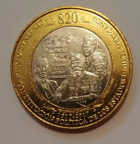 Moneda De 20 Pesos Centenario De La Constitución Mexicana