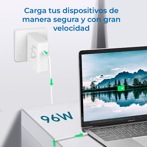 Cargador Laptop Compatible Macbook Pro Air 96w Usb C Color Blanco Ele-Gate