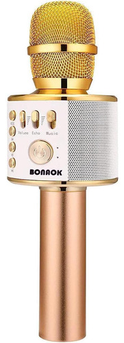 Micrófono Karaoke Bonaok Con Bluetooth/dorado