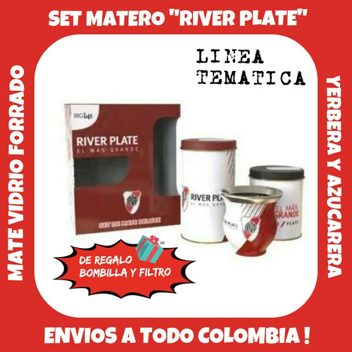 Ideal Regalo! Set Matero Argentino Club River Plate Y Caja!