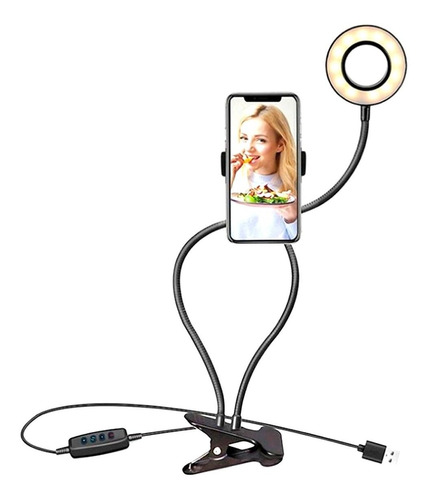 Aro Luz Led  Selfie + Soporte Celular Flexible Acc Mj-01