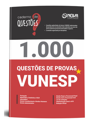 Apostila Vunesp - Livro Com 1000 Questões Gabaritadas - Editora Nova
