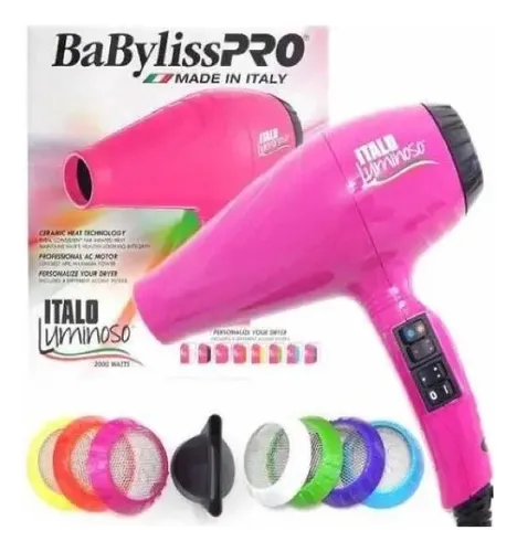 Secador Profesional Babyliss Italo Luminoso Rosado 2000w