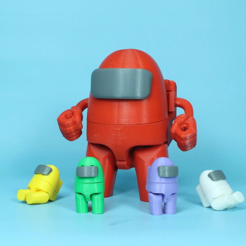 Among Us - Robot Impostor Gigante + 3 Tripulantes