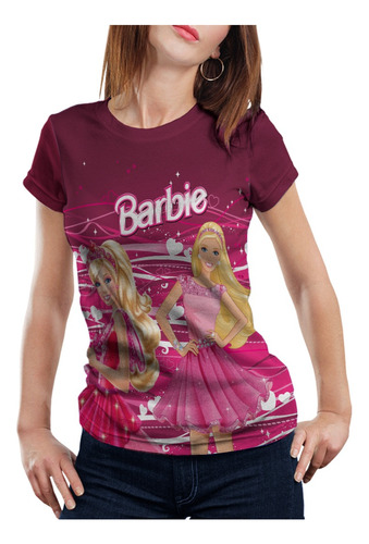 Camisa Barbie Corações Roupa Blusa Camiseta Boneca Adulto