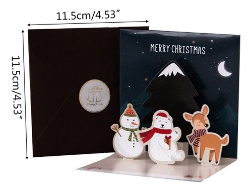 Imagem 8 de 10 de 6pcs Cartão De Natal 3d Pop Up Cartões Envelopes+adesivos