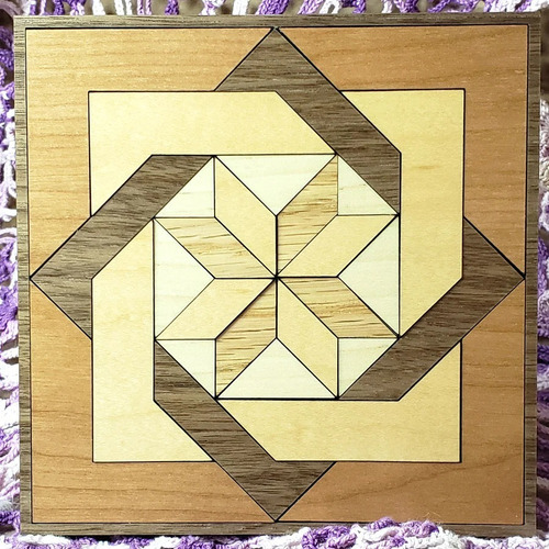 Cuadro Abstracto De Mesa En Madera Estrella Geometrico 