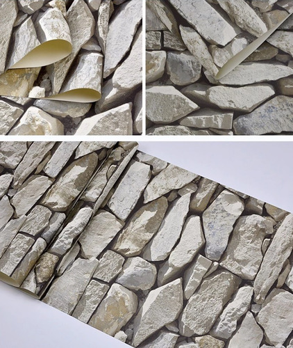 Imagen 3 de 3 de Papel Tapiz Wp54004 Piedra Textura Ladrillos Moderno 3d