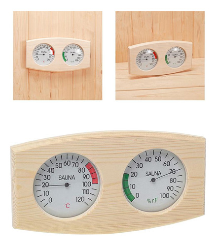 . 1x Termómetro De Sauna De Grano De Madera E Higrómetro