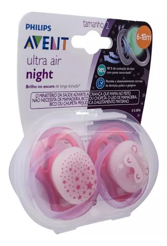 Avent chupete silicona nocturno rosa 6-18m+ 2 uds - Farmacia en Casa Online