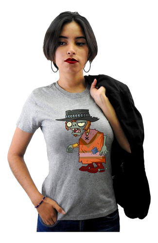 Playera Panda Gris Plantas Vs Zombies Poncho Vaquero