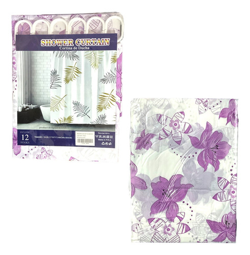 Cortinas De Baño-ducha Impermeable Varios Modelos 1.80x1.80 Lila Flores Lilas