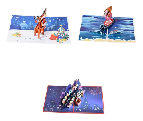 Imagem 1 de 5 de 3pcs Cartões De Natal 3d Up Cumprimentando Crianças